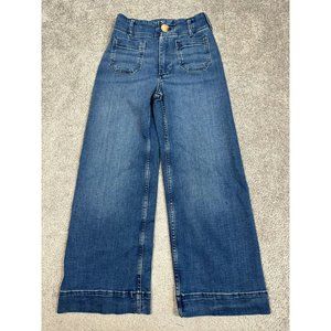 Anthropologie Maeve Colette Jeans Womens 23 Petite Blue Cropped Wide Leg